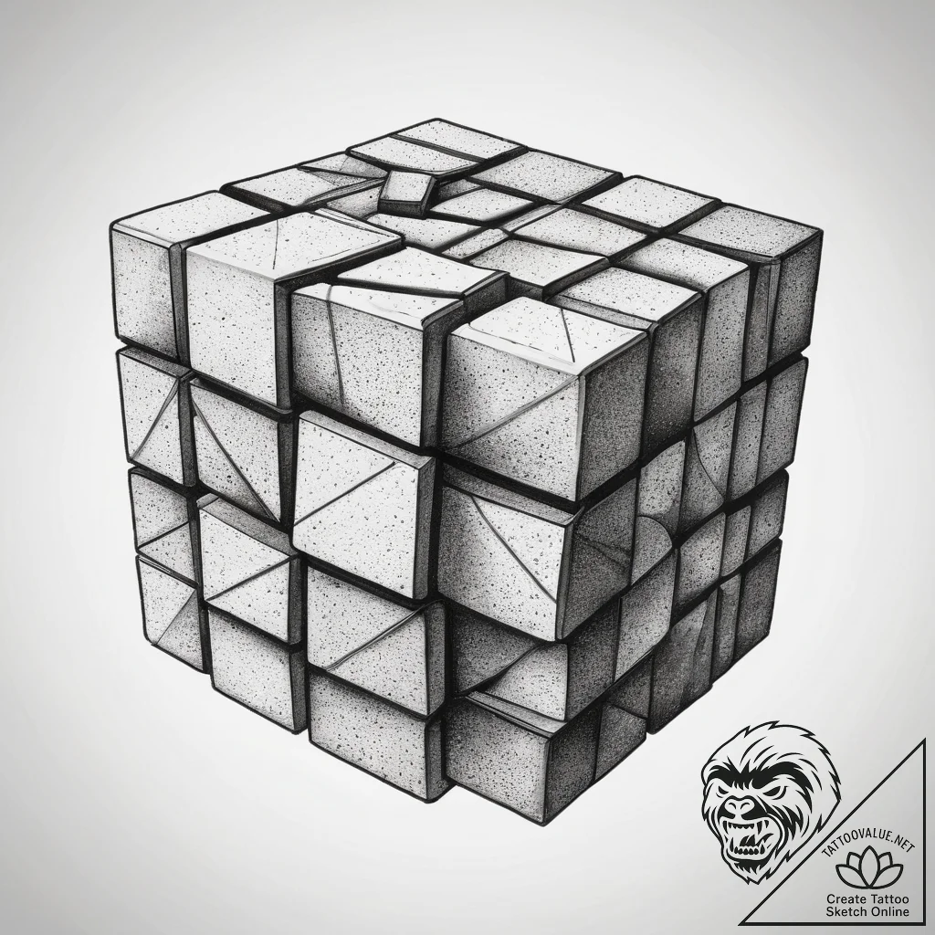 Tattoo sketch 80s rubik's cube, tattoo drawin... - tattoo sketch (№1758564743_0, 22.09.2025 18:12) — tattoovalue.net