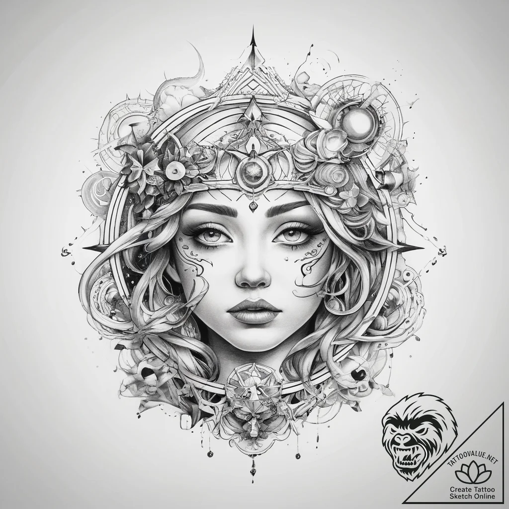 Tattoo sketch cosmic land - tattoo sketch (№1758565132_0, 22.09.2025 18:18) — tattoovalue.net