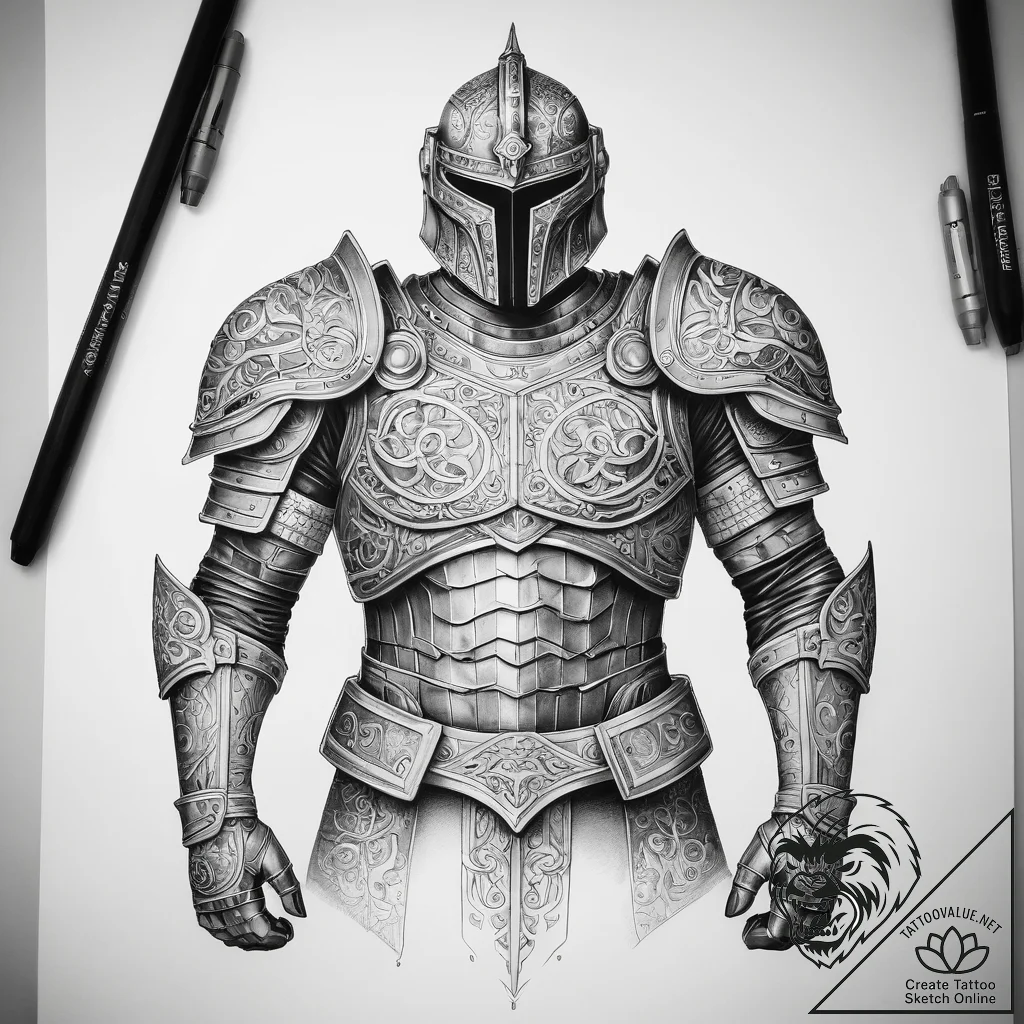 Tattoo sketch armor - tattoo sketch (№1758566497_0, 22.09.2025 18:41) — tattoovalue.net