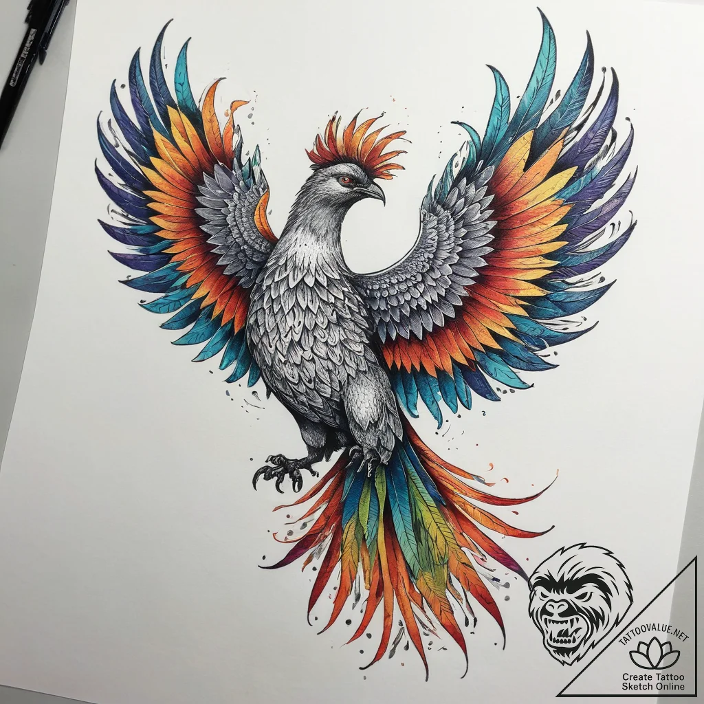 Tattoo sketch phoenix, artistic tattoo sketch... - tattoo sketch (№1758568838_0, 22.09.2025 19:20) — tattoovalue.net