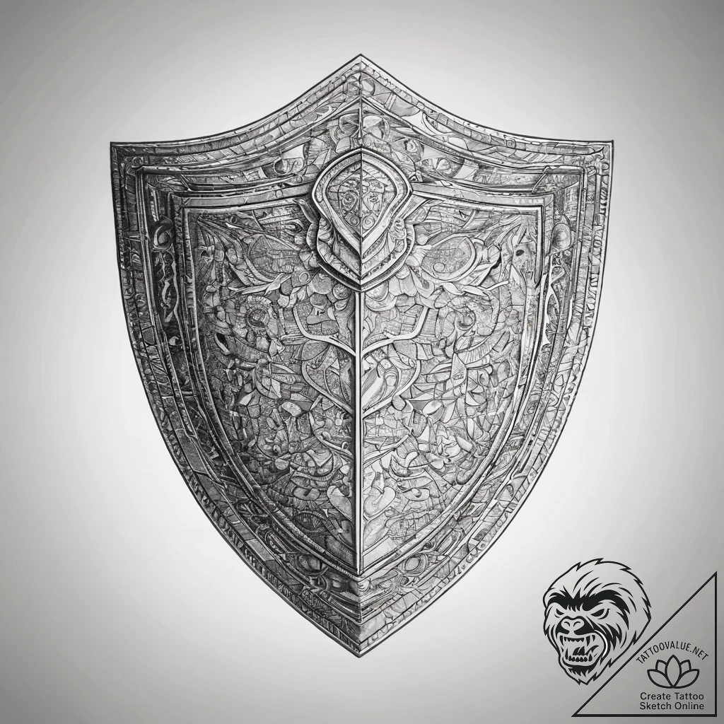 Tattoo sketch shield, concept art for tattoo,... - tattoo sketch (№1758569033_0, 22.09.2025 19:23) — tattoovalue.net