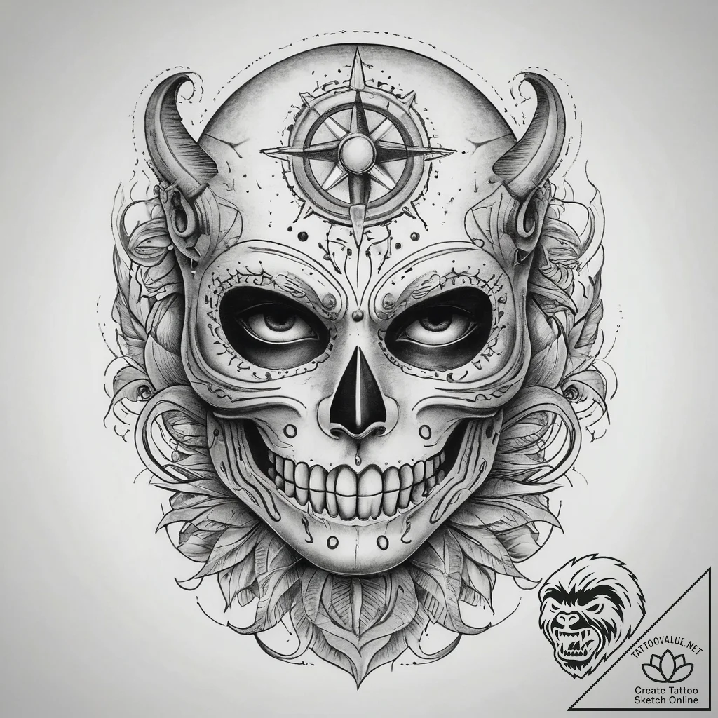 Tattoo sketch mask, tattoo line art, old scho... - tattoo sketch (№1758569813_0, 22.09.2025 19:36) — tattoovalue.net
