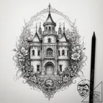 Tattoo sketch castle, tattoo line art, clean… – tattoo sketch (№1758570399_0, 22.09.2025 19:46) — tattoovalue.net