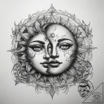 Tattoo sketch moon and sun face, concept art… – tattoo sketch (№1758571220_0, 22.09.2025 20:00) — tattoovalue.net