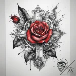 Tattoo sketch cross and rose, tattoo line art… – tattoo sketch (№1758571610_0, 22.09.2025 20:06) — tattoovalue.net