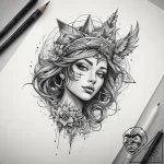 Tattoo sketch cosmic representation, ink illu… – tattoo sketch (№1758572781_0, 22.09.2025 20:26) — tattoovalue.net