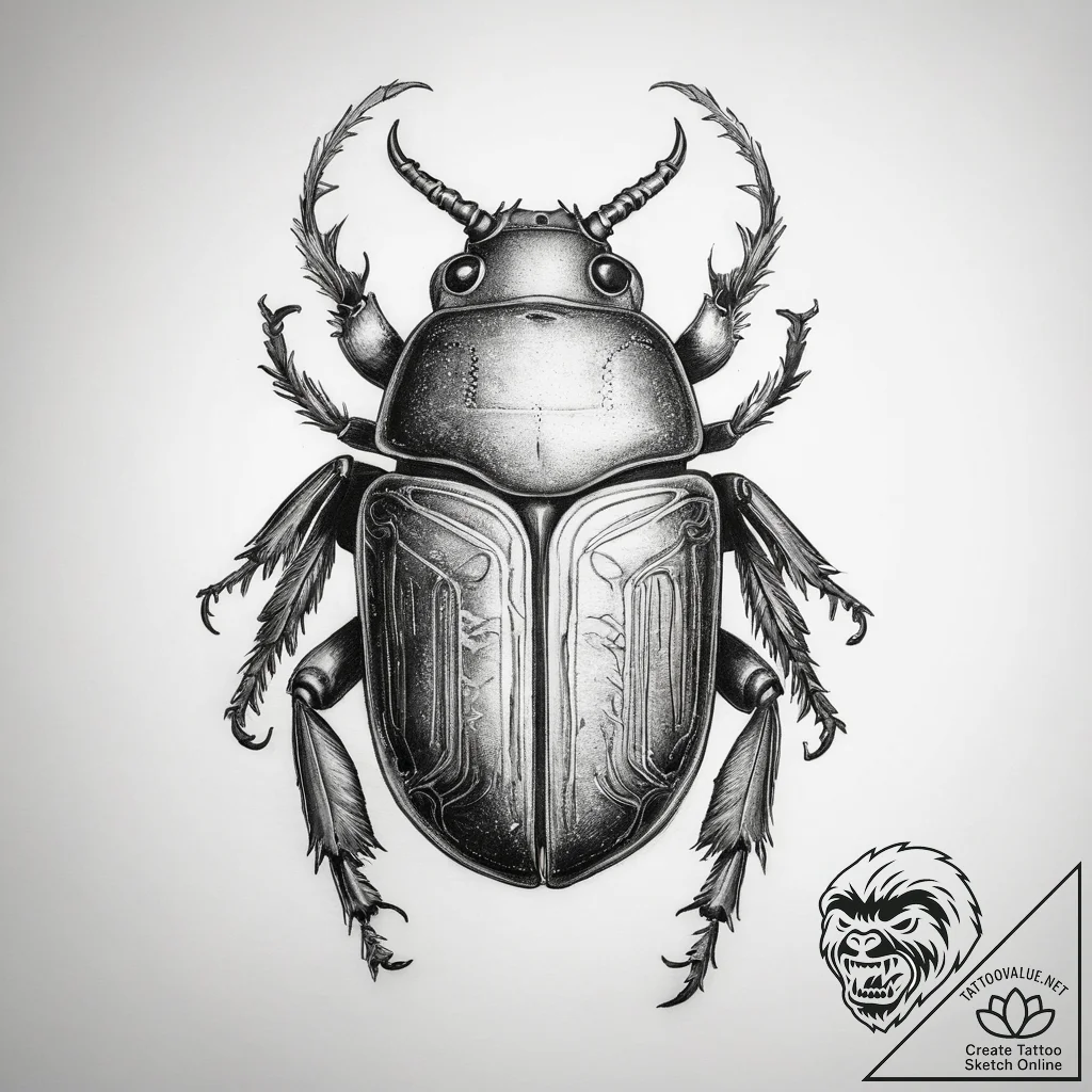Tattoo sketch scarab beetle - tattoo sketch (№1758572976_0, 22.09.2025 20:29) — tattoovalue.net