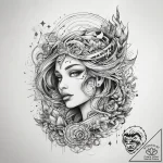 Tattoo sketch cosmic life, ink illustration f… – tattoo sketch (№1758573757_0, 22.09.2025 20:42) — tattoovalue.net