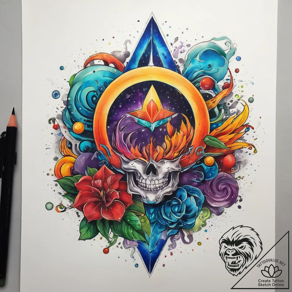 Tattoo sketch cosmic lore, concept art for ta... - tattoo sketch (№1758574546_0, 22.09.2025 20:55) — tattoovalue.net