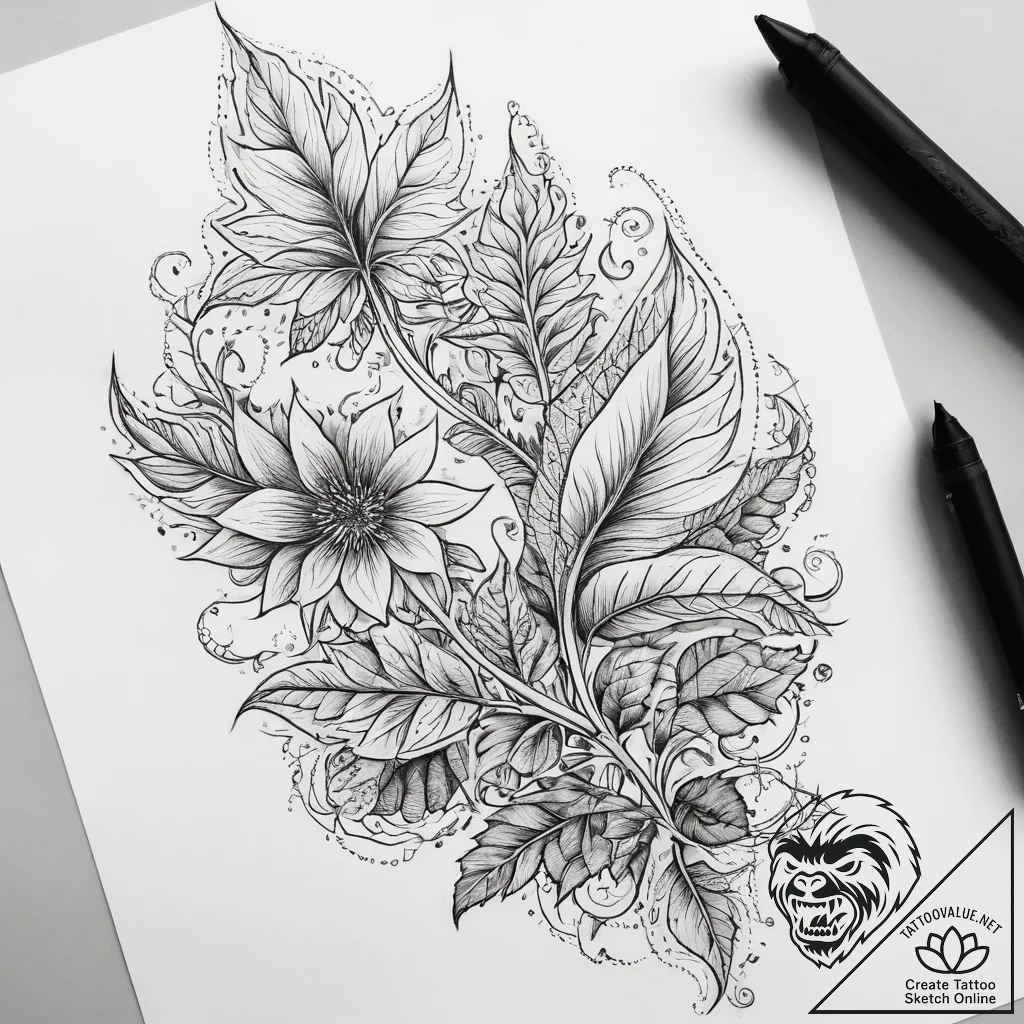 Tattoo sketch stinging nettle, tattoo sketch... - tattoo sketch (№1758575729_0, 22.09.2025 21:15) — tattoovalue.net
