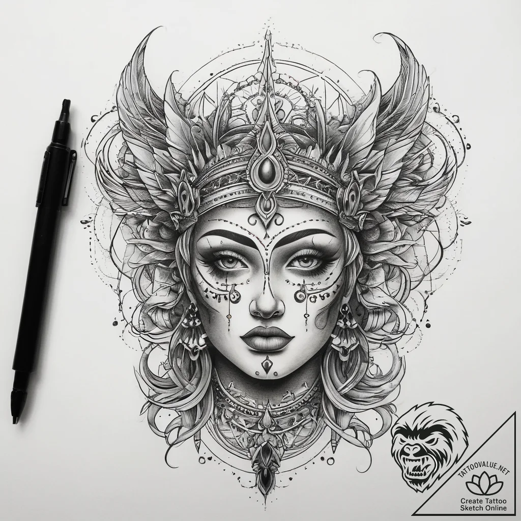 Tattoo sketch divine legend, tattoo flash she... - tattoo sketch (№1758577300_0, 22.09.2025 21:41) — tattoovalue.net