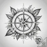 Tattoo sketch compass with a plant, tattoo fl… – tattoo sketch (№1758577889_0, 22.09.2025 21:51) — tattoovalue.net