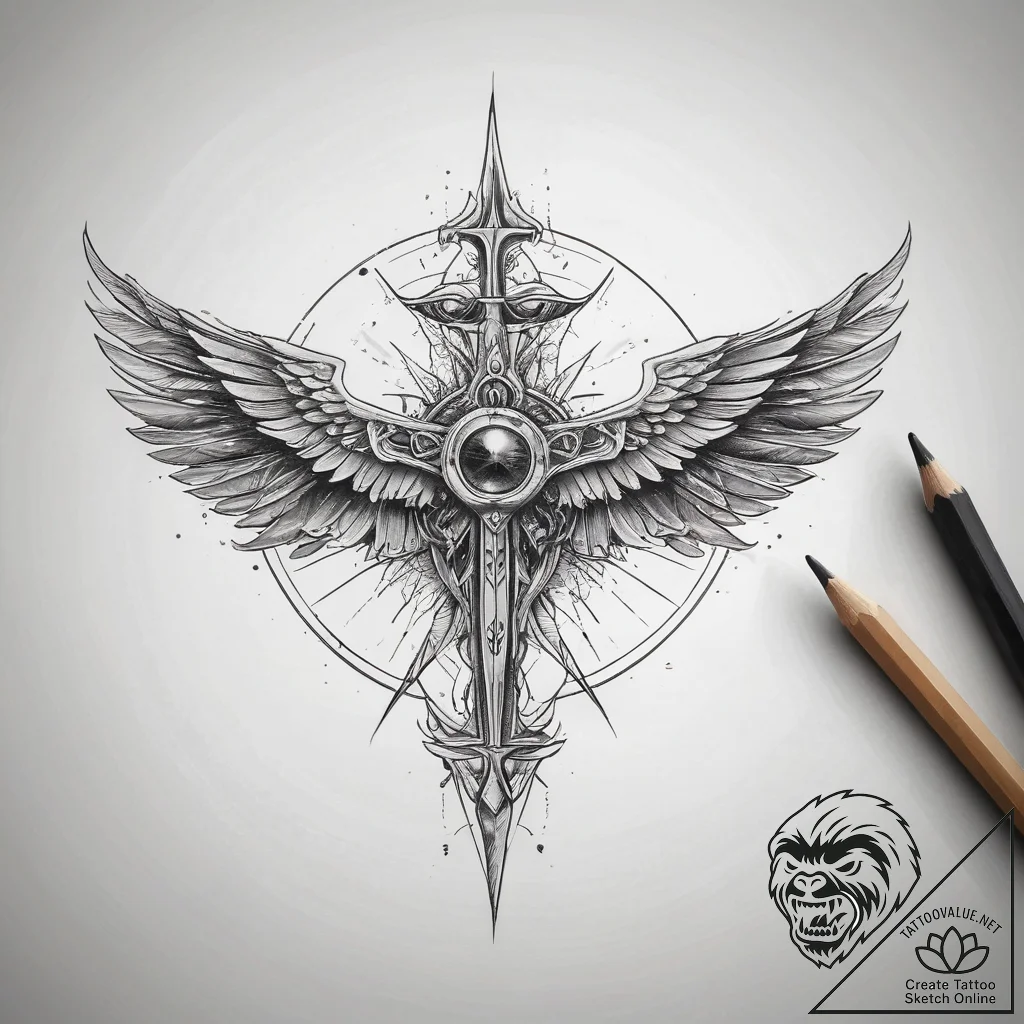 Tattoo sketch mystical plane, artistic tattoo... - tattoo sketch (№1758580052_0, 22.09.2025 22:27) — tattoovalue.net