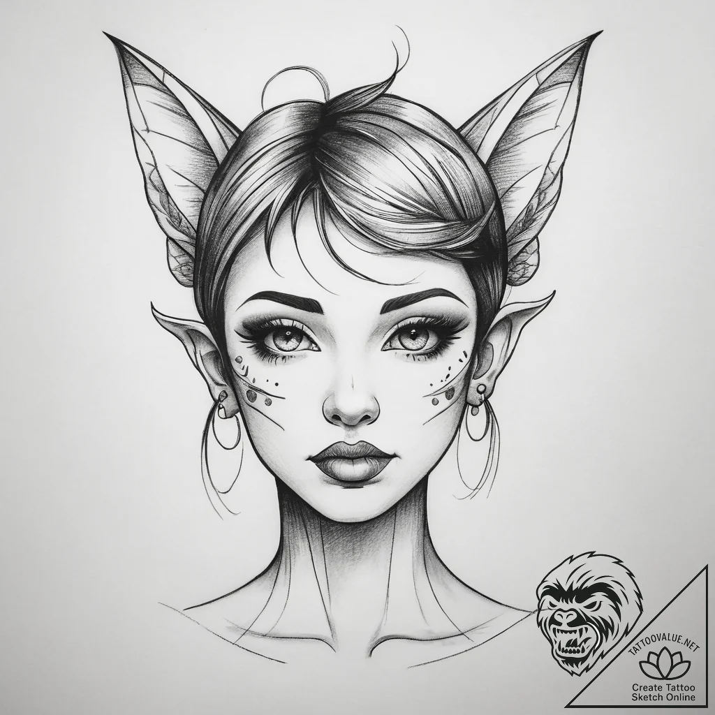 Tattoo sketch pixie, artistic tattoo sketch,... - tattoo sketch (№1758580248_0, 22.09.2025 22:30) — tattoovalue.net