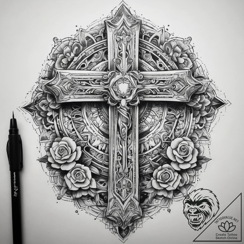Tattoo sketch divine narrative, tattoo drawin... - tattoo sketch (№1758580835_0, 22.09.2025 22:40) — tattoovalue.net