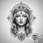 Tattoo sketch holy portrayal – tattoo sketch (№1758581825_0, 22.09.2025 22:57) — tattoovalue.net