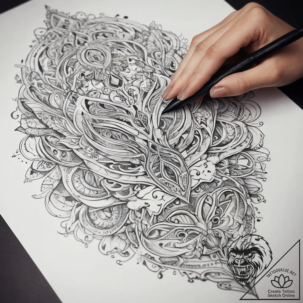 Tattoo sketch hands with a letter, tattoo lin... - tattoo sketch (№1758582411_0, 22.09.2025 23:06) — tattoovalue.net
