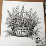 Tattoo sketch foraging a basket of herbs, tat… – tattoo sketch (№1758584367_0, 22.09.2025 23:39) — tattoovalue.net