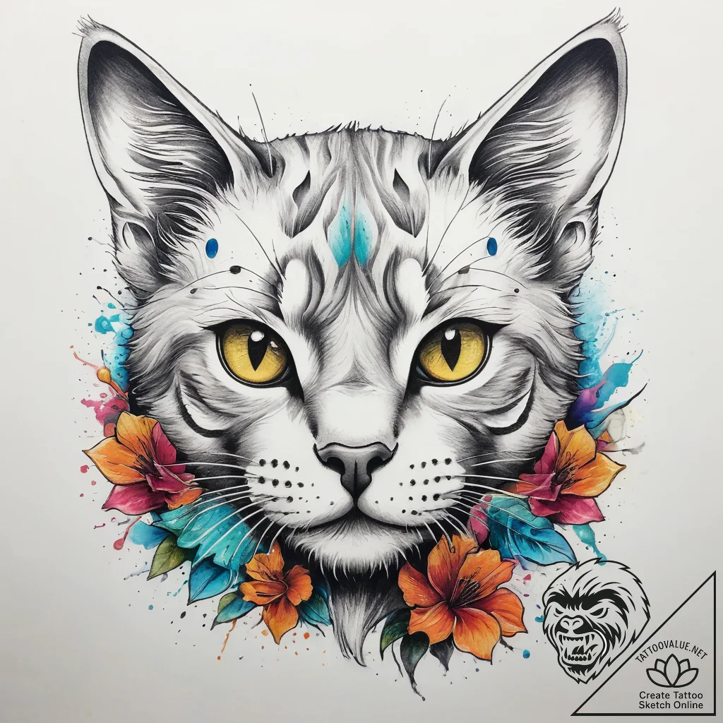 Tattoo sketch playful kitten tattoo, tattoo l... - tattoo sketch (№1758584564_0, 22.09.2025 23:42) — tattoovalue.net