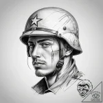 Tattoo sketch soldier with a document, ink il… – tattoo sketch (№1758585152_0, 22.09.2025 23:52) — tattoovalue.net