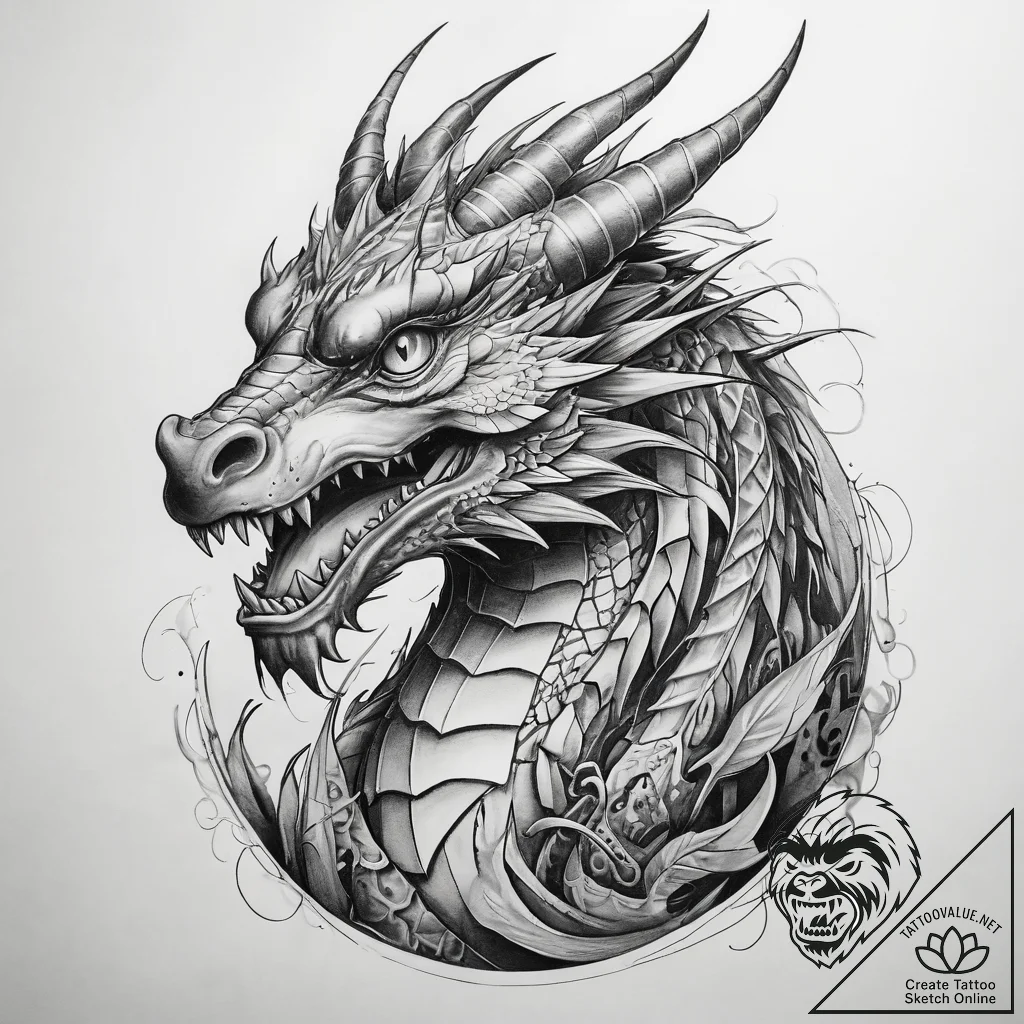 Tattoo sketch new school дракон - tattoo sketch (№1758588501_0, 23.09.2025 00:48) — tattoovalue.net