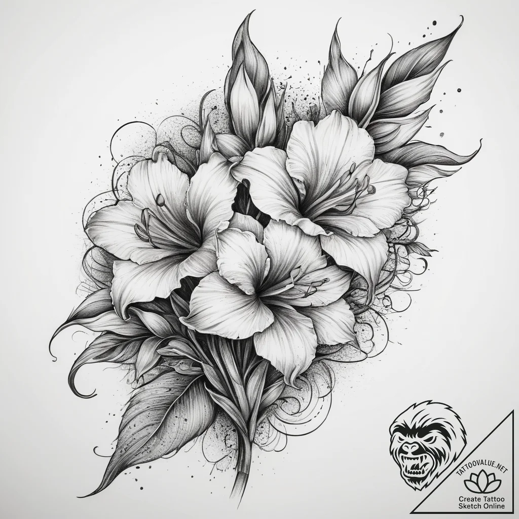 Tattoo sketch gladiolus, tattoo line art, on... - tattoo sketch (№1758591661_0, 23.09.2025 01:41) — tattoovalue.net