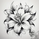 Tattoo sketch lily in a watercolor style, tat… – tattoo sketch (№1758592076_0, 23.09.2025 01:47) — tattoovalue.net