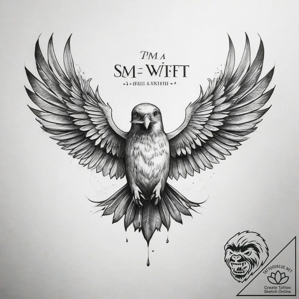 Tattoo sketch puns a swift that says "i'm a s... - tattoo sketch (№1758592471_0, 23.09.2025 01:54) — tattoovalue.net