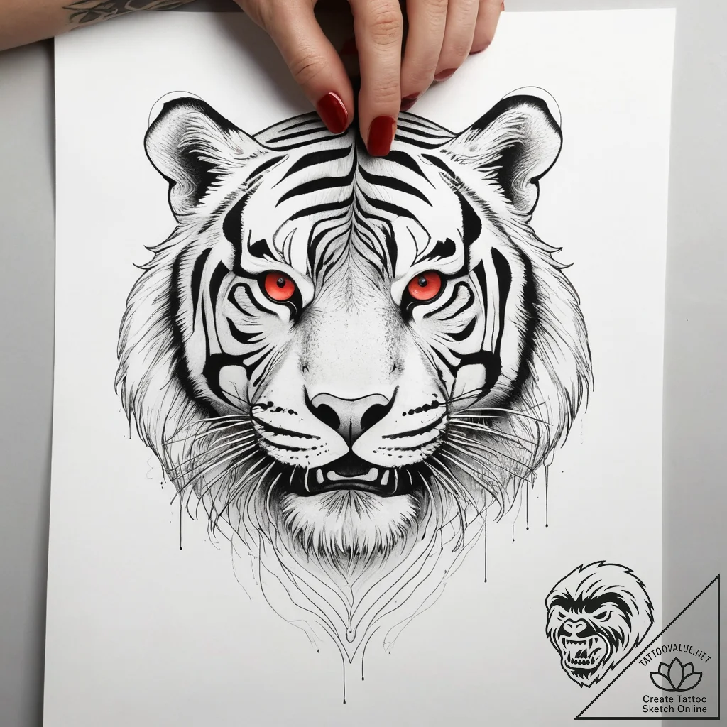 Tattoo sketch hands with a tiger, tattoo draw... - tattoo sketch (№1758593258_0, 23.09.2025 02:07) — tattoovalue.net