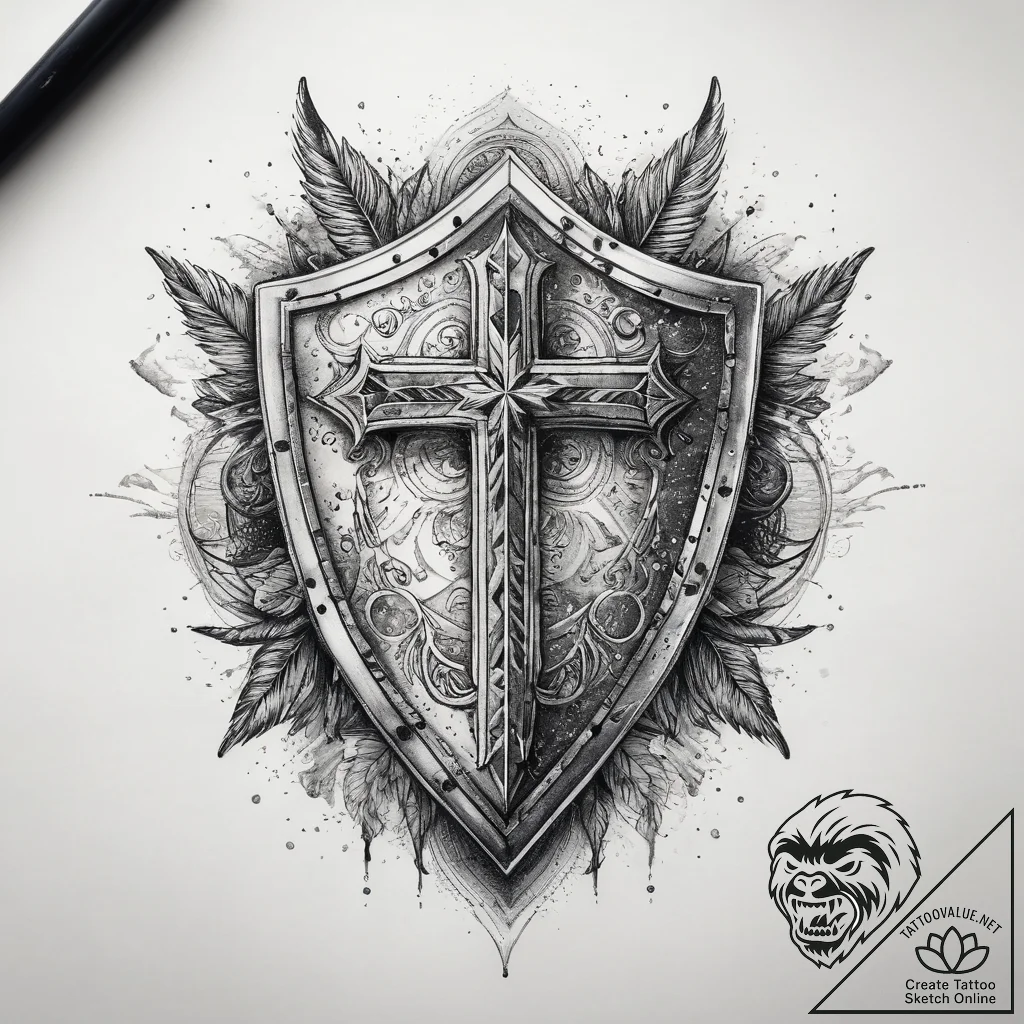 Tattoo sketch shield, tattoo flash sheet desi... - tattoo sketch (№1758594637_0, 23.09.2025 02:30) — tattoovalue.net