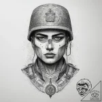 Tattoo sketch soldier with a lock, artistic t… – tattoo sketch (№1758595423_0, 23.09.2025 02:43) — tattoovalue.net