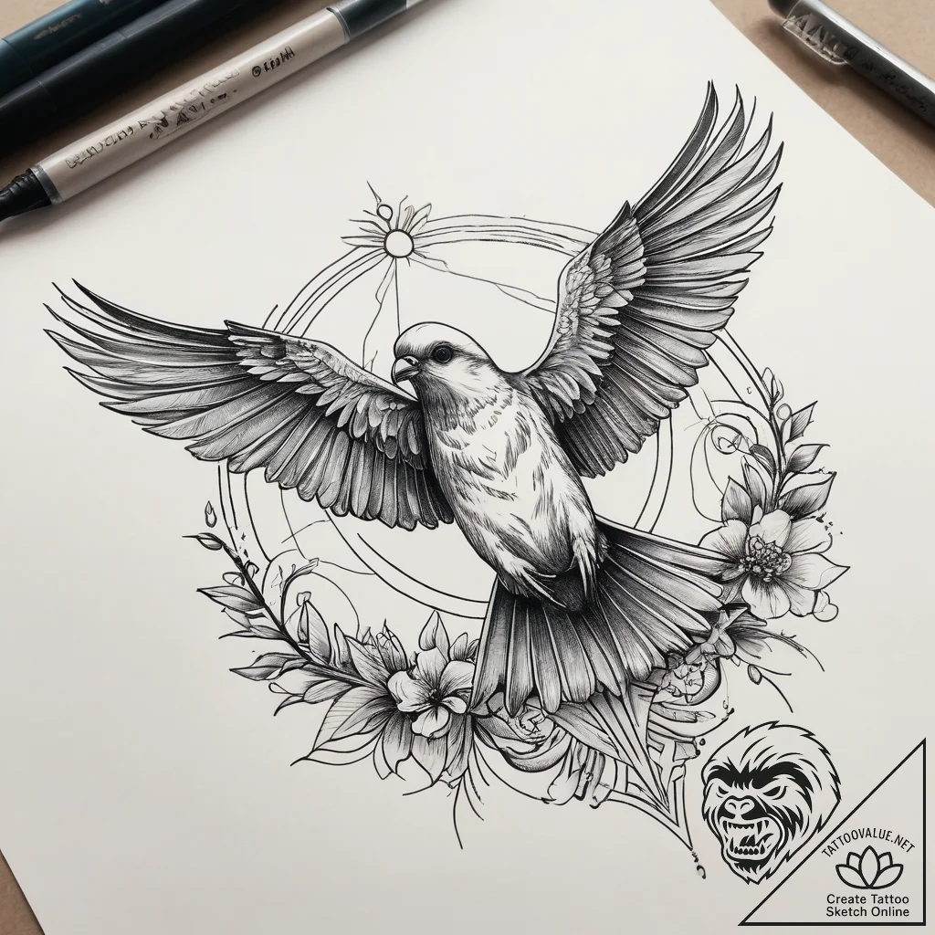 Tattoo sketch petrel, concept art for tattoo,... - tattoo sketch (№1758595620_0, 23.09.2025 02:47) — tattoovalue.net