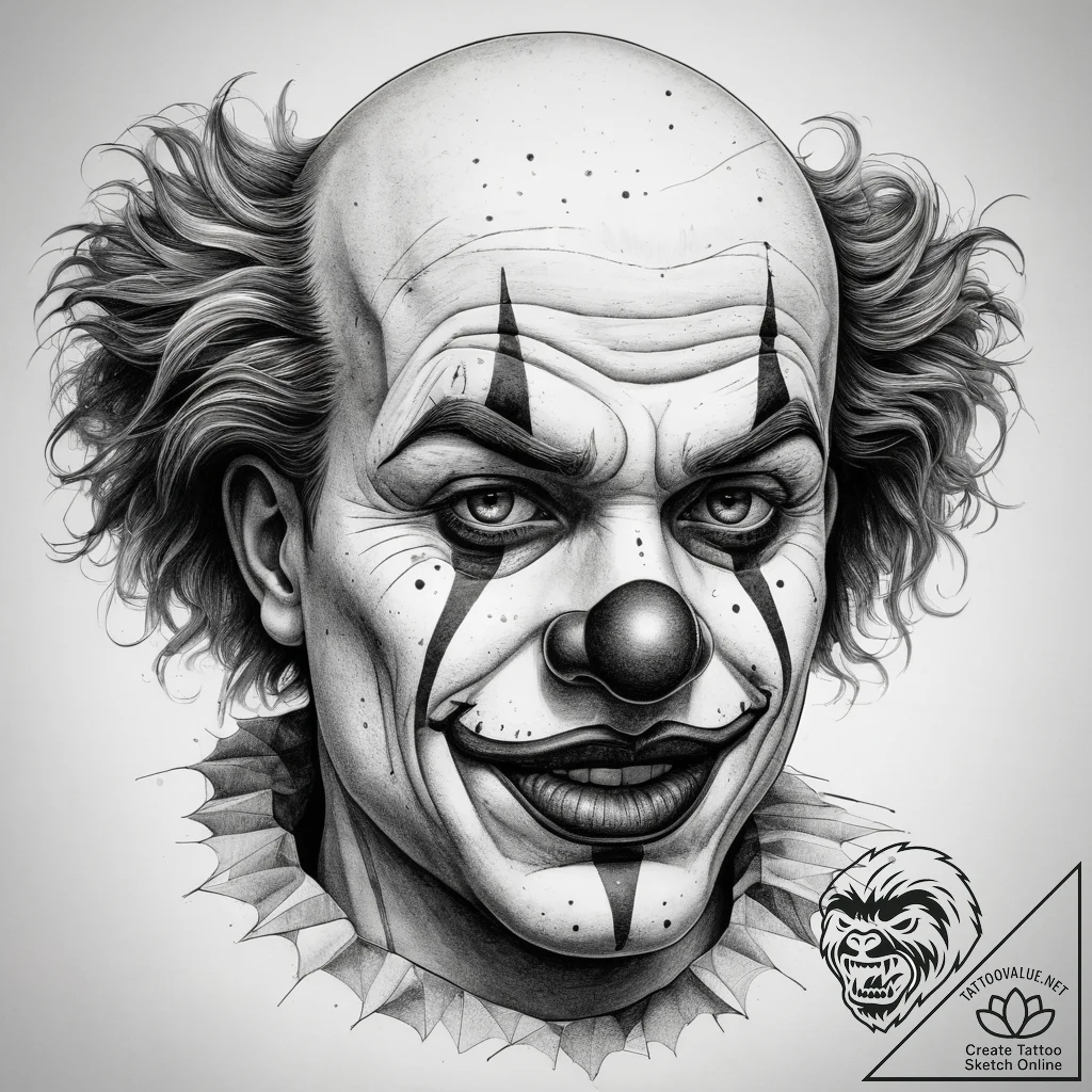 Tattoo sketch sad clown, tattoo line art, on... - tattoo sketch (№1758596605_0, 23.09.2025 03:03) — tattoovalue.net