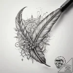 Tattoo sketch old scroll with a feather, conc… – tattoo sketch (№1758644126_0, 23.09.2025 16:15) — tattoovalue.net