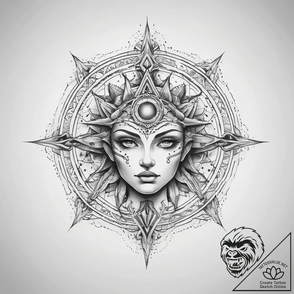 Tattoo sketch cosmic entity - tattoo sketch (№1758644908_0, 23.09.2025 16:28) — tattoovalue.net