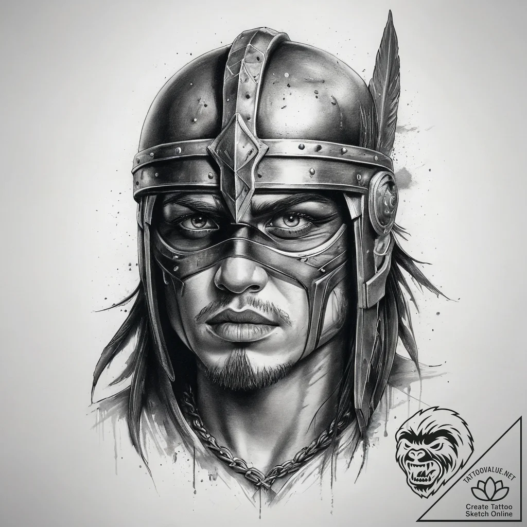 Tattoo sketch warrior, tattoo sketch design,... - tattoo sketch (№1758645108_0, 23.09.2025 16:31) — tattoovalue.net