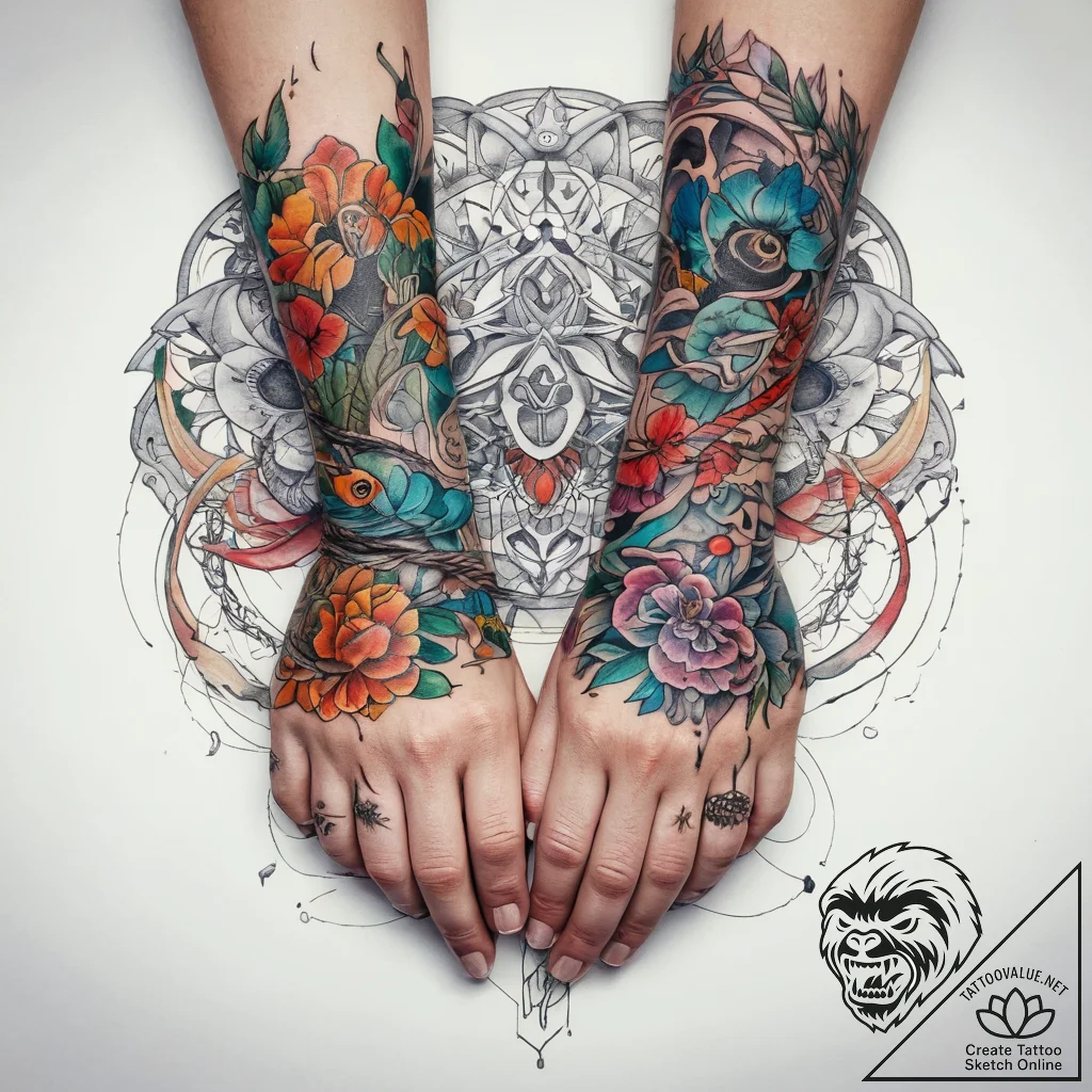 Tattoo sketch hands with a rope, ink illustra... - tattoo sketch (№1758648271_0, 23.09.2025 17:24) — tattoovalue.net