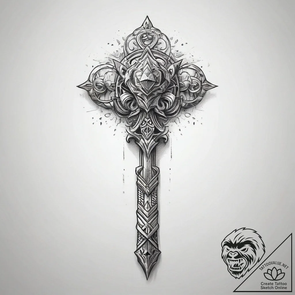 Tattoo sketch scepter, artistic tattoo sketch... - tattoo sketch (№1758651463_0, 23.09.2025 18:17) — tattoovalue.net