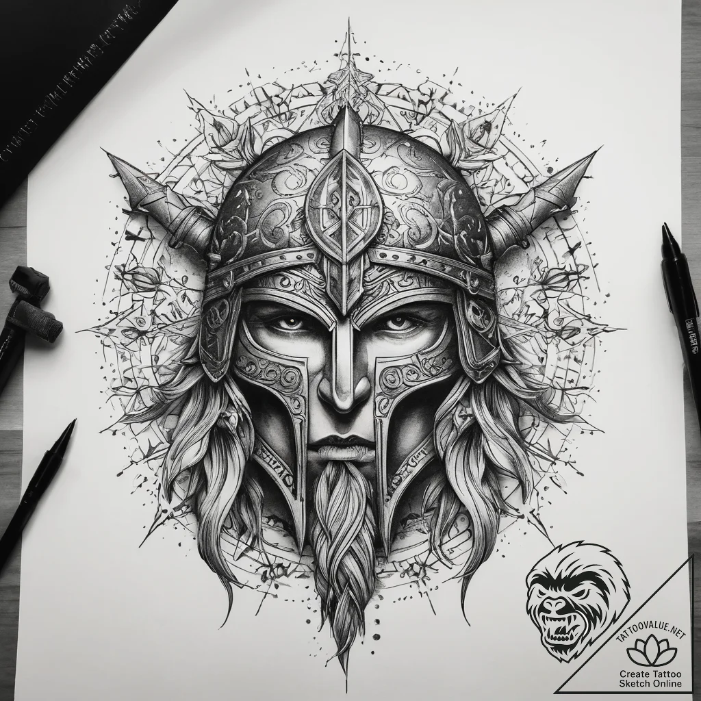 Tattoo sketch aegishjalmur (helm of awe), art... - tattoo sketch (№1758651958_0, 23.09.2025 18:25) — tattoovalue.net