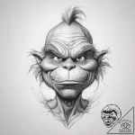 Tattoo sketch the grinch with a scale, artist… – tattoo sketch (№1758652659_0, 23.09.2025 18:37) — tattoovalue.net