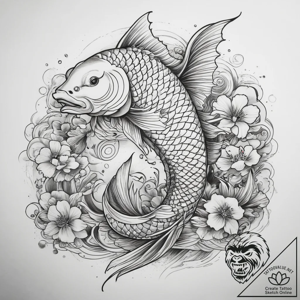 Tattoo sketch puns a carp that says "i'm a ca... - tattoo sketch (№1758653243_0, 23.09.2025 18:47) — tattoovalue.net