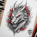 Tattoo sketch линейный дракон, tattoo line ar… – tattoo sketch (№1758653647_0, 23.09.2025 18:54) — tattoovalue.net