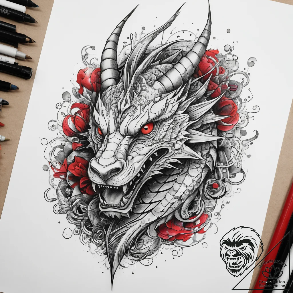 Tattoo sketch линейный дракон, tattoo line ar... - tattoo sketch (№1758653647_0, 23.09.2025 18:54) — tattoovalue.net