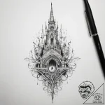 Tattoo sketch spire – tattoo sketch (№1758654544_0, 23.09.2025 19:09) — tattoovalue.net