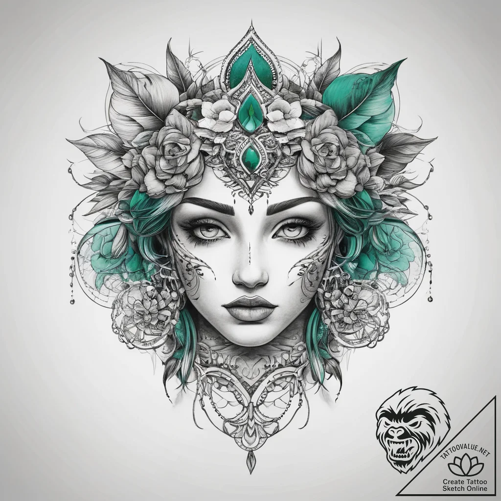 Tattoo sketch green - tattoo sketch (№1758654752_0, 23.09.2025 19:12) — tattoovalue.net