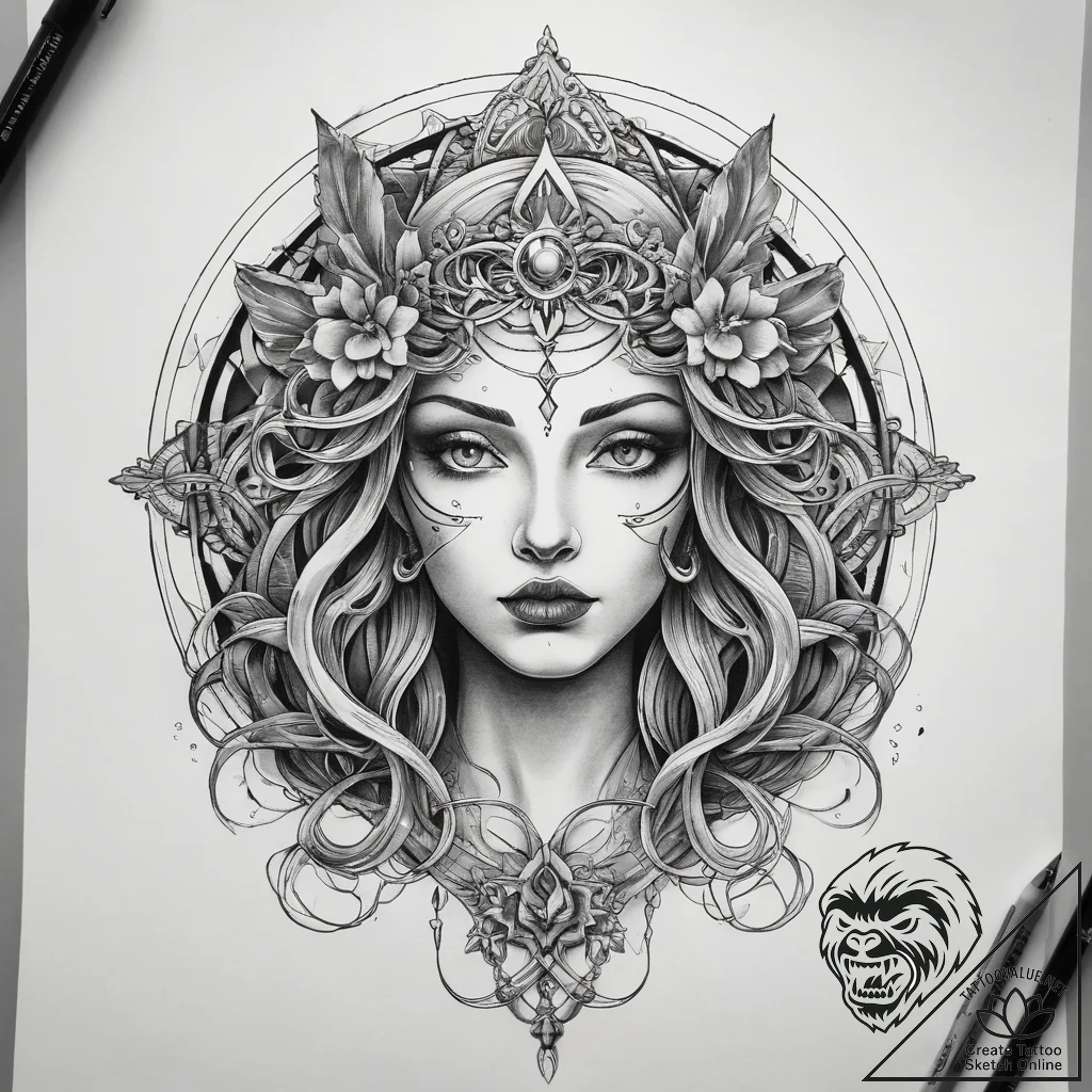 Tattoo sketch mystical representation, tattoo... - tattoo sketch (№1758655197_0, 23.09.2025 19:19) — tattoovalue.net