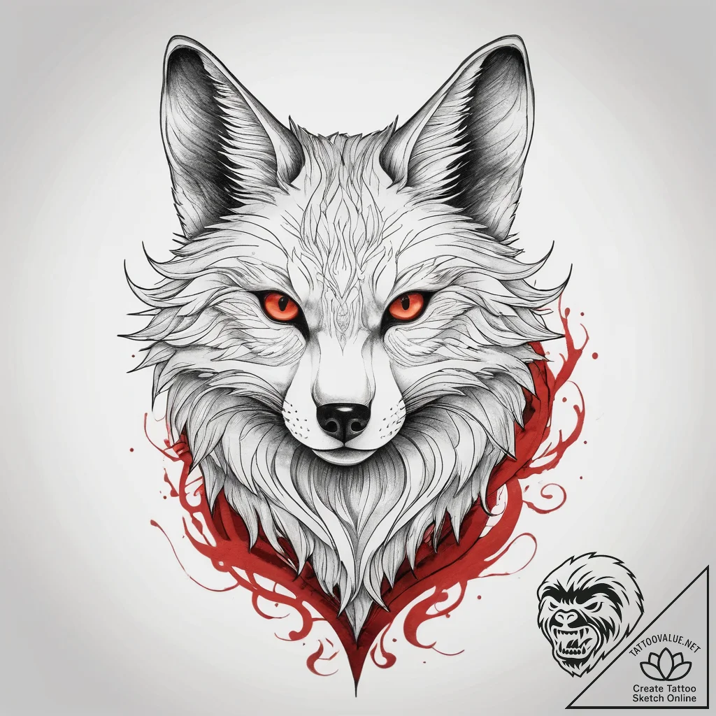 Tattoo sketch kitsune, artistic tattoo sketch... - tattoo sketch (№1758656189_0, 23.09.2025 19:36) — tattoovalue.net