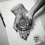 Tattoo sketch hands with a document, ink illu… – tattoo sketch (№1758657790_0, 23.09.2025 20:03) — tattoovalue.net