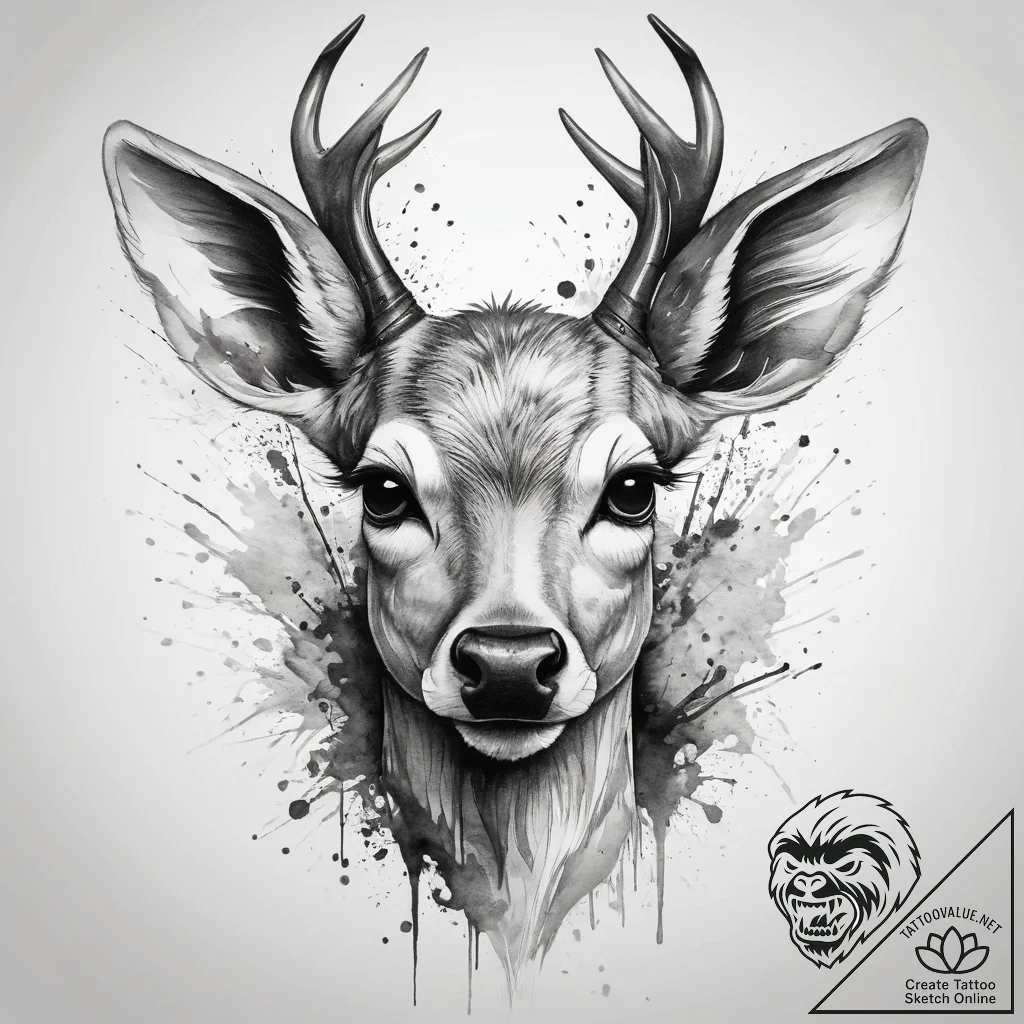 Tattoo sketch graceful fawn tattoo, tattoo sk... - tattoo sketch (№1758658775_0, 23.09.2025 20:19) — tattoovalue.net