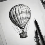 Tattoo sketch hot air ballooning a person in… – tattoo sketch (№1758663461_0, 23.09.2025 21:37) — tattoovalue.net